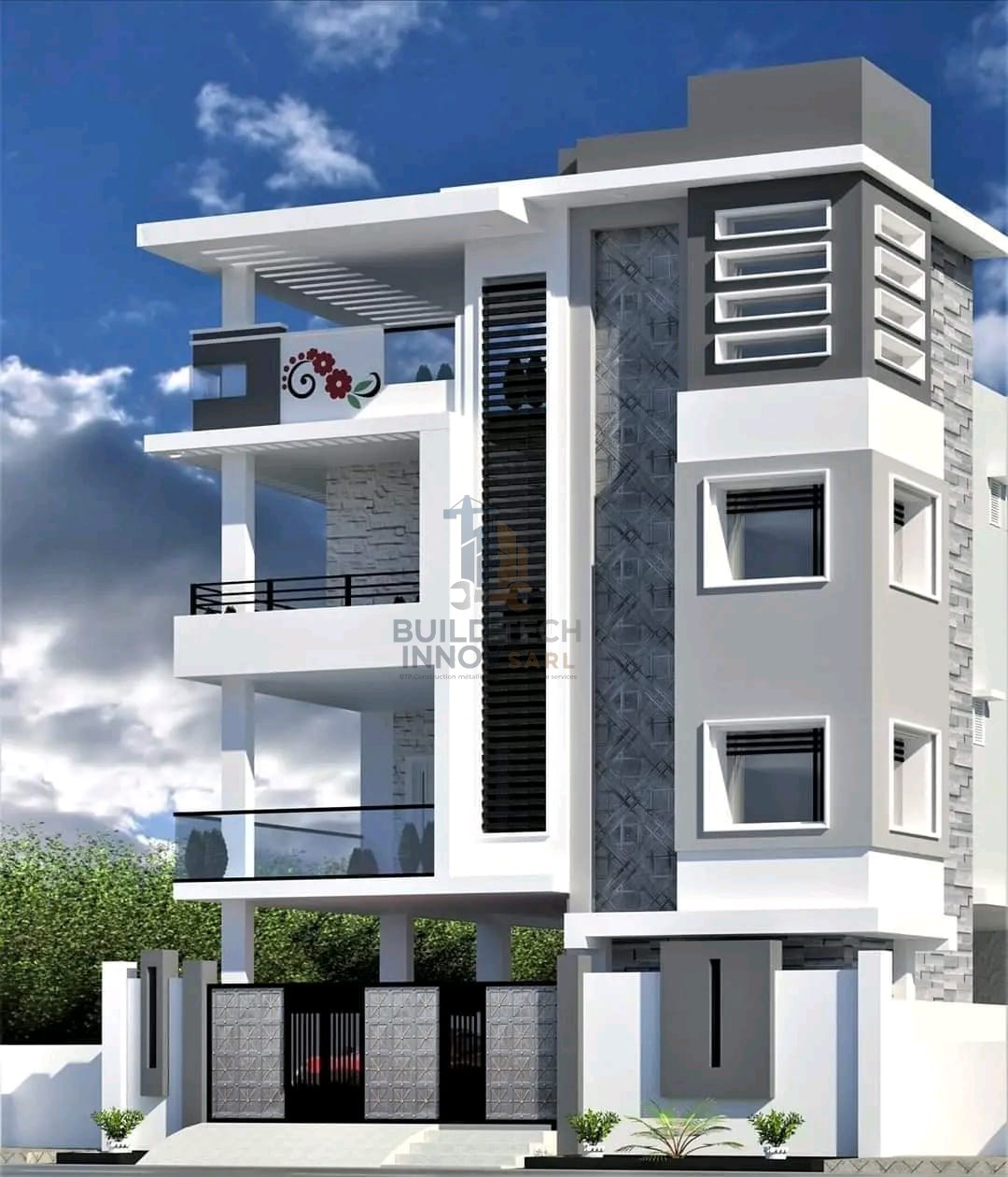 Immeuble gris moderne